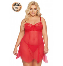 Ночная сорочка и стринги SoftLine Carla красная XXXL
