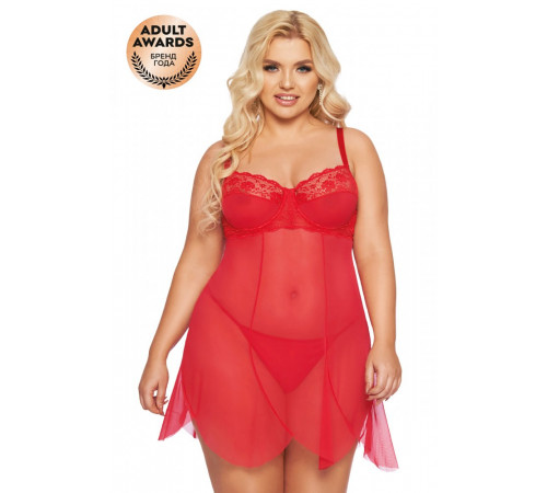 Ночная сорочка и стринги SoftLine Carla красная XXXL