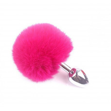 Анальная втулка с розовым заячьим хвостом 7 см Анальная втулка с розовым заячьим хвостом 7 см