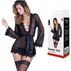 Пеньюар прозрачный Livia с трусиками черный S/M Пеньюар прозрачный Livia с трусиками черный S/M