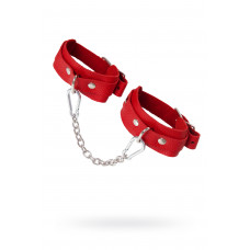 Оковы мини BDSM со скруглёнными углами натуральная кожа красные Оковы мини BDSM со скруглёнными углами натуральная кожа красные