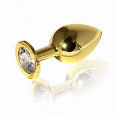 Анальная втулка с кристаллом Large Gold бесцветный 9 см Анальная втулка с кристаллом Large Gold бесцветный 9 см