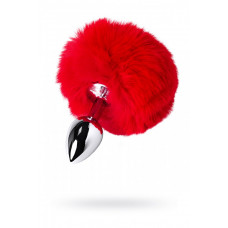 Анальная втулка с красным заячьим хвостом 13 см Анальная втулка с красным заячьим хвостом 13 см