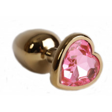 Анальная втулка с кристаллом сердце Large Gold розовый 9,5 см Анальная втулка с кристаллом сердце Large Gold розовый 9,5 см