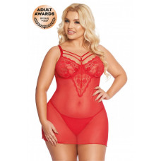 Комбинация и стринги SoftLine Collection Aldona красные XXXL