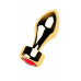 Анальная втулка с красным кристаллом Butt Plug Gold 7,5 см