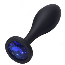 Анальная втулка черная с кристаллом Medium синий 9.5 см Анальная втулка черная с кристаллом Medium синий 9.5 см