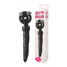 Вибронасадка с анальным стимулятором чёрная 18 см Вибронасадка с анальным стимулятором чёрная 18 см