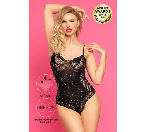 Боди Candy Girl Glitter со стразами черное OS