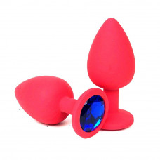 Анальная втулка красная с кристаллом Large синий 9 см Анальная втулка красная с кристаллом Large синий 9 см