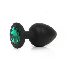 Анальная втулка черная с кристаллом Large зеленый 9,5 см Анальная втулка черная с кристаллом Large зеленый 9,5 см