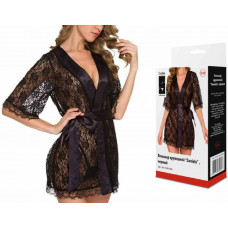 Пеньюар кружевной Daniela с трусиками черный S/M Пеньюар кружевной Daniela с трусиками черный S/M