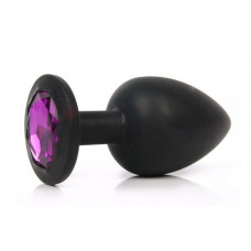 Анальная втулка черная с кристаллом Large фиолетовый 9,5 см Анальная втулка черная с кристаллом Large фиолетовый 9,5 см