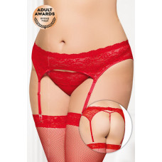 Пояс для чулок и стринги кружевные красные XL Пояс для чулок и стринги кружевные красные XL