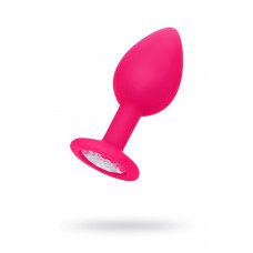 Анальная втулка розовая с прозрачным кристаллом 7,3 см Анальная втулка розовая с прозрачным кристаллом 7,3 см