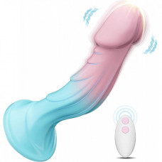 Вибратор силиконовый Silicone toys на присоске с ПДУ 9 режимов 18,8 см