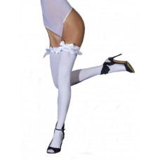 Чулки Le Frivole плотные с атласными бантами белые S/M Чулки Le Frivole плотные с атласными бантами белые S/M