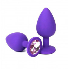 Анальная втулка фиолетовая с кристаллом Large светло розовый 9,5 см Анальная втулка фиолетовая с кристаллом Large светло розовый 9,5 см