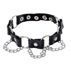 Ошейник Sitabella с кольцами и цепочкой чёрный Ошейник Sitabella с кольцами и цепочкой чёрный
