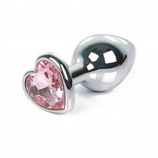 Анальная втулка с кристаллом сердце Large розовый 9 см Анальная втулка с кристаллом сердце Large розовый 9 см