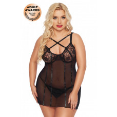 Ночная сорочка и стринги SoftLine Collection Cornelia черная XL