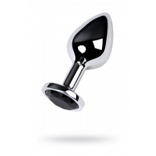 Анальная втулка серебряная с черным кристаллом Medium 8 см Анальная втулка серебряная с черным кристаллом Medium 8 см