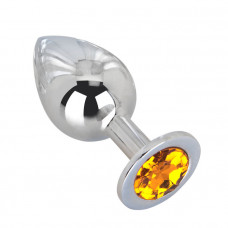 Анальная втулка с кристаллом Large оранжевый 9 см Анальная втулка с кристаллом Large оранжевый 9 см