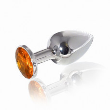 Анальная втулка с кристаллом Small оранжевый, желтый 7 см Анальная втулка с кристаллом Small оранжевый, желтый 7 см