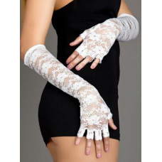 Перчатки гипюровые длинные без пальчиков белые Перчатки гипюровые длинные без пальчиков белые