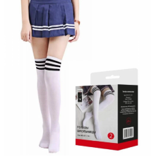 Гольфы школьницы с полосками белые размер 2