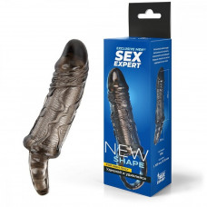 Закрытая насадка с петлей для мошонки черная 12 см