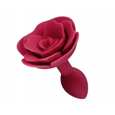 Анальная пробка силикон Роза красная  8 см