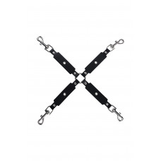 Сцепка крестообразная с карабинами Pecado для фиксации рук и ног черная Сцепка крестообразная с карабинами Pecado для фиксации рук и ног черная