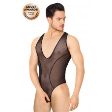 Боди из сетки мужское SoftLine Collection чёрное XL