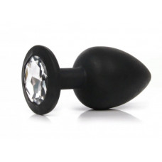 Анальная втулка черная с кристаллом Small прозрачный 7 см