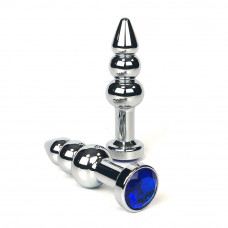 Анальная втулка елочка с синим кристаллом 11 см Анальная втулка елочка с синим кристаллом 11 см