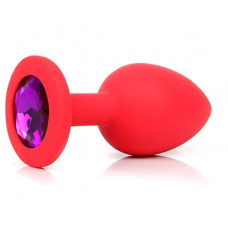 Анальная втулка красная с кристаллом Medium фиолетовый 8 см Анальная втулка красная с кристаллом Medium фиолетовый 8 см