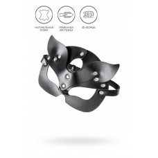 Маска кошки рельефная натуральная кожа чёрная Маска кошки рельефная натуральная кожа чёрная