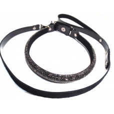 Ошейник Sitabella Гламур с поводком чёрный Ошейник Sitabella Гламур с поводком чёрный