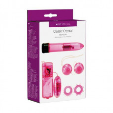 Вибромассажер для пар в наборе с насадками Me You Us Classic Crystal Couples Kit Pink