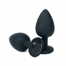 Анальная втулка черная с кристаллом Medium черный 8 см Анальная втулка черная с кристаллом Medium черный 8 см