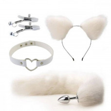 Набор игровой Кошечка с длинным хвостом белый Набор игровой Кошечка с длинным хвостом белый