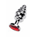 Анальная пробка Butt Plug Silver ребристая красный 7 см