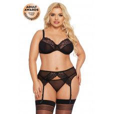 Комплект Marella: бюстгальтер, стринги и пояс для чулок черный XL Комплект Marella: бюстгальтер, стринги и пояс для чулок черный XL