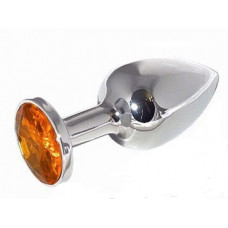 Анальная втулка с кристаллом Medium оранжевый 8 см Анальная втулка с кристаллом Medium оранжевый 8 см