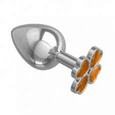 Анальная втулка Large с оранжевым кристаллом Клевер 9,5 см Анальная втулка Large с оранжевым кристаллом Клевер 9,5 см