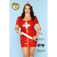 Костюм медсестры Candy Girl: платье, чокер, головной убор красный 2XL Костюм медсестры Candy Girl: платье, чокер, головной убор красный 2XL
