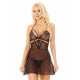 Ночная сорочка SoftLine Collection Melania и стринги черные M/L