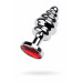 Анальная пробка Butt Plug Silver ребристая красный 7 см