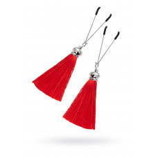 Зажимы на соски Pecado с кисточками из шелка красные Зажимы на соски Pecado с кисточками из шелка красные